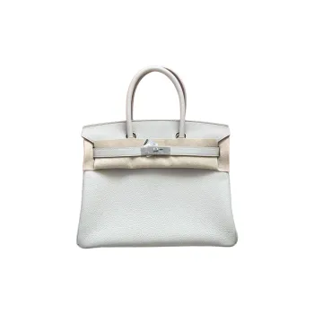 HERMES Birkin Togo Calfskin Birkin Bag Handbag Women's 8L Beton Glacier White & Concrete Gray
