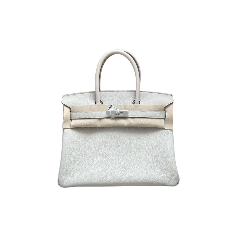 HERMES Birkin Togo Calfskin Birkin Bag Handbag Women's 8L Beton Glacier White & Concrete Gray-0