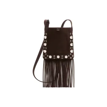 Valentino Cow Leather Handbag, Shoulder Bag, Crossbody Bag Trumpets Unisex Dark Brown