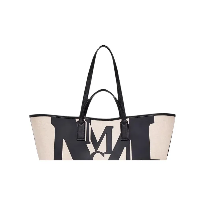 MCM Canvas Shopping Bag, Tote, Handbag, Shoulder Bag Medium Size Women's Black-6