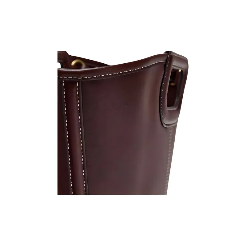 ZARA PU Tote Bag, Shopping Bag, Shoulder Bag Large Size Women's Dark Red Color-4