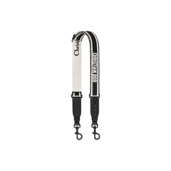 DIOR Embroidery With Calfskin Bag Strap Unisex Black & White