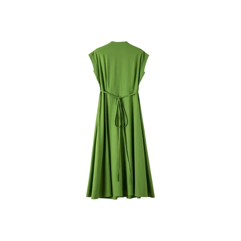 Late White Sleeveless Dress Women's-1