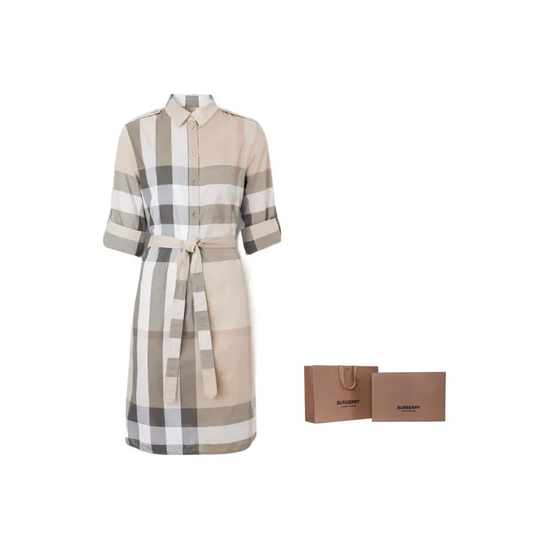 Burberry FW22 Long Sleeved Dress Women's Light Stone-8