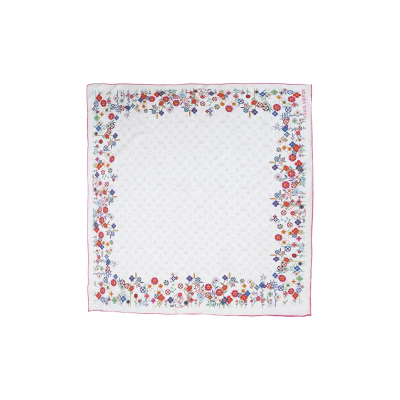 LOUIS VUITTON X Takashi Murakami Monogram Superflat Flowers Square 90-0