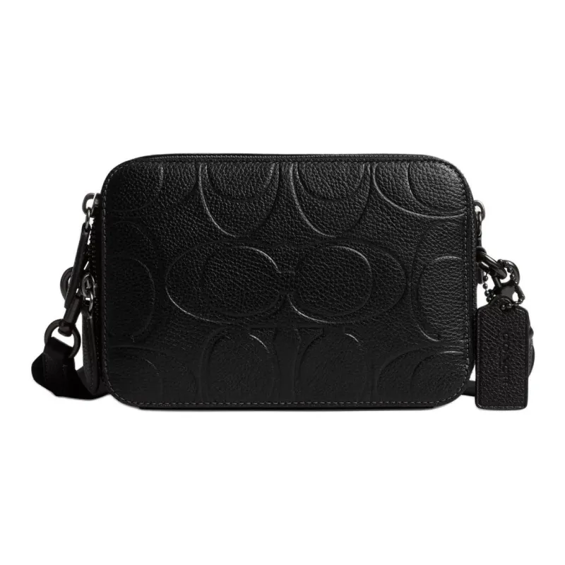 COACH Charter Leather Shoulder Bag Trumpets Men's Black-0