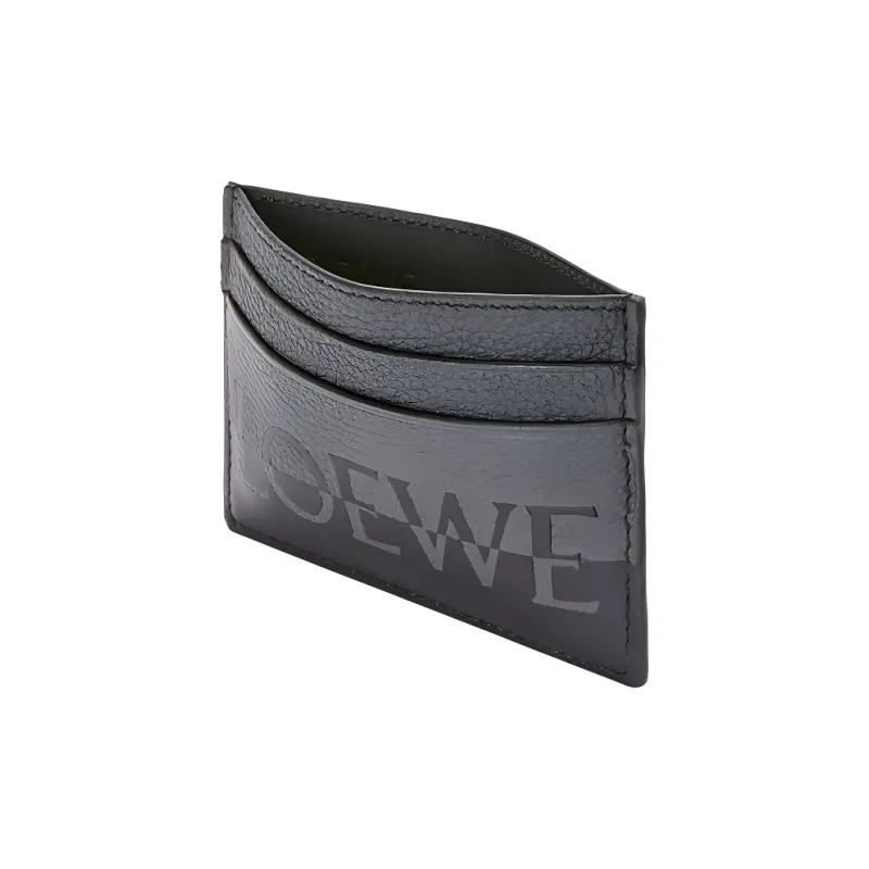 LOEWE Cow Leather Card Holder Unisex Anthracite & Black-2