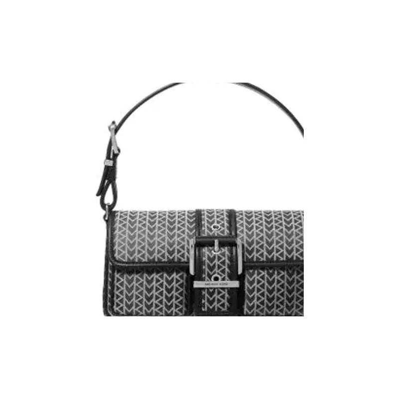 MICHAEL KORS Colby Fabric Shoulder Bag Medium Size Women's Black White-3