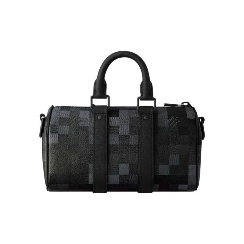 LOUIS VUITTON KeepallBandoulière Damoflage Black Coated Canvas Shoulder Bag, Crossbody Bag, Handbag Men's Black-2