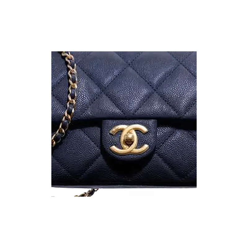 CHANEL 21K Winter Grain Embossed Calfskin Crossbody Bags Women's Pearlescent Black-3