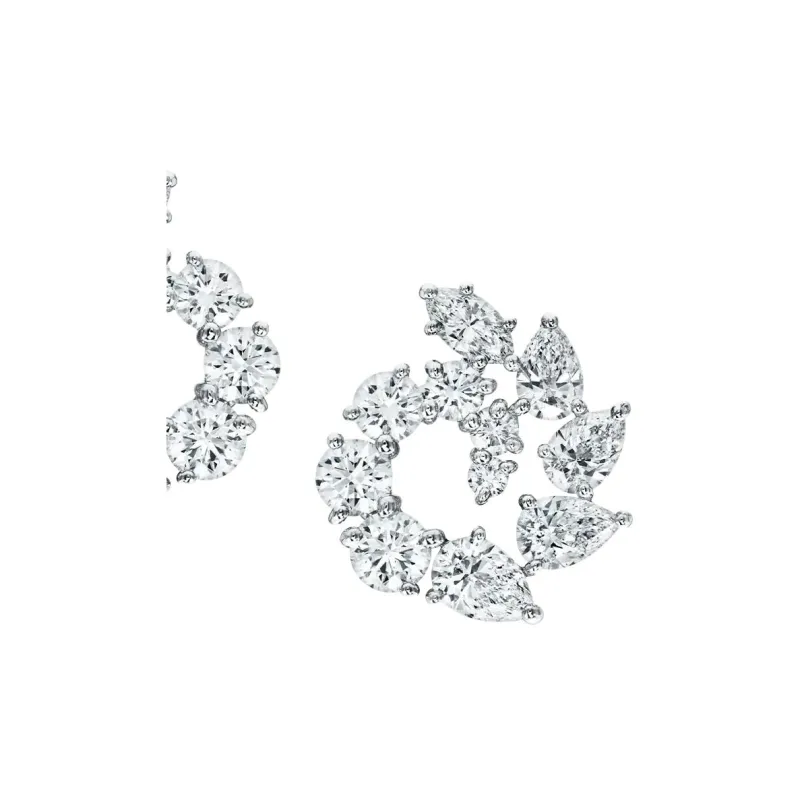 HARRY WINSTON Platinum Earrings Women's Silver-1