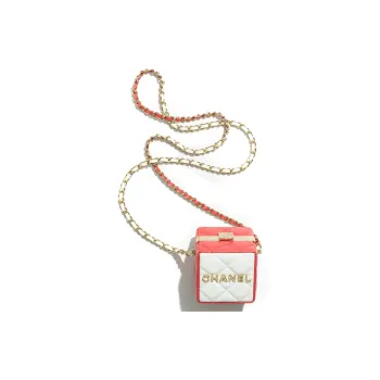 CHANEL Lambskin One Shoulder Crossbody Clutch Women's Pink/White