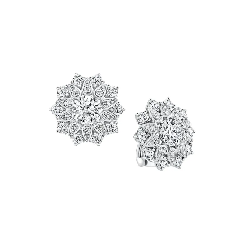 HARRY WINSTON Platinum Earrings Women's Silver-1