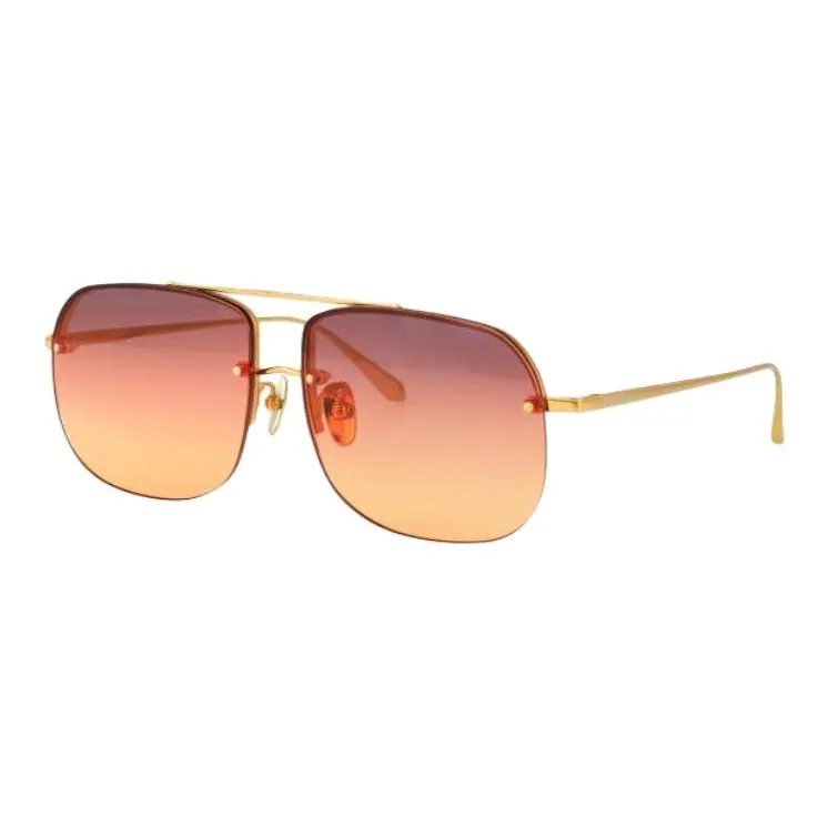 Linda Farrow Titanium Aviator Sunglasses Women's Gold-0