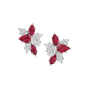 HARRY WINSTON Platinum Earrings Women's Red