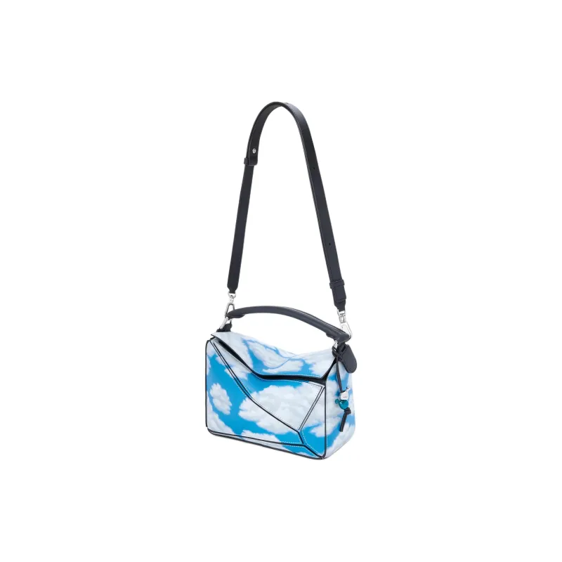 LOEWE Puzzle Nappa Cow Leather Shoulder Bag, Crossbody Bag, Handbag Trumpets Women's Black & Blue-4