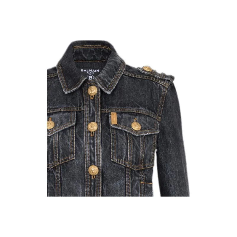 BALMAIN Denim Jacket Women's Black-4