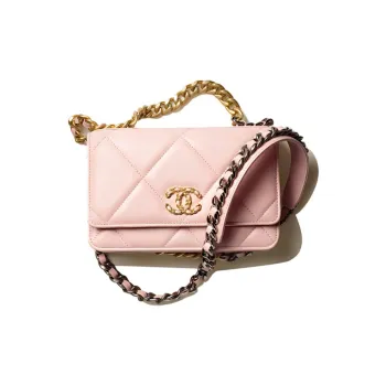CHANEL 19BagWOC Sheepskin Shoulder Bag, Crossbody Bag Women's Light Pink