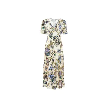 BESIONIA SS25 Short Sleeved Dress Women's Yellow Floral Pattern
