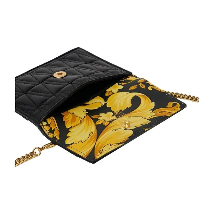 VERSACE Virtus Leather Crossbody Bag, Card Holder Women's Black-3