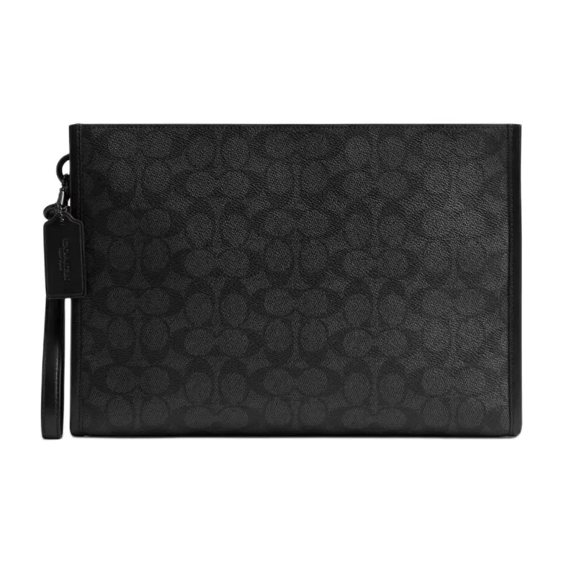 COACH CharterSignature Canvas Clutch Tubas Men's Charcoal Gray-0