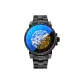 Dazzling Blue Frosted Black-Steel Band Style