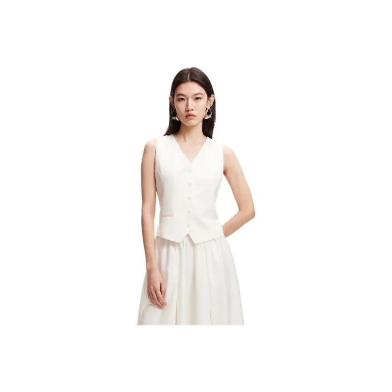 VERO MODA Vests Women's Bleached White-0