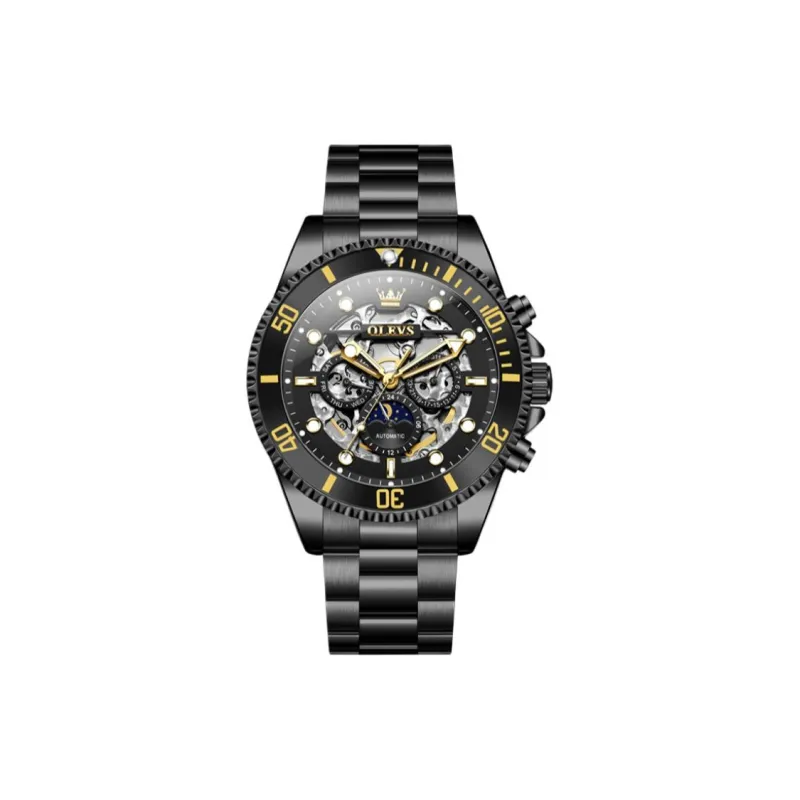 OLEVS Play The Cool Series Mechanical Movement Stainless Steel Watchband Watch Men's Watches Black Dial-20