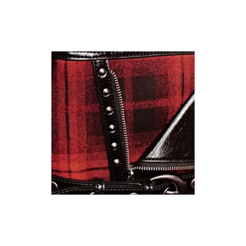 URBAN REVIVO Artificial Leather Shoulder Bag Medium Size Women's Total Crimson Plaid-3