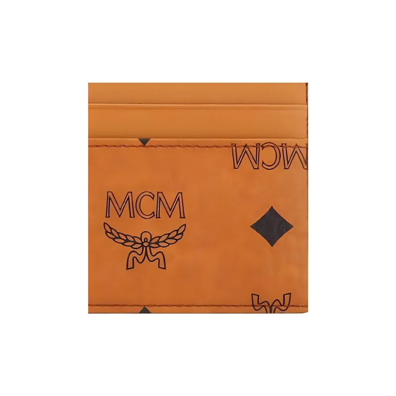 MCM Visetos PVC Coin Purse, Card Holder Regular Unisex Brown Cognac-4