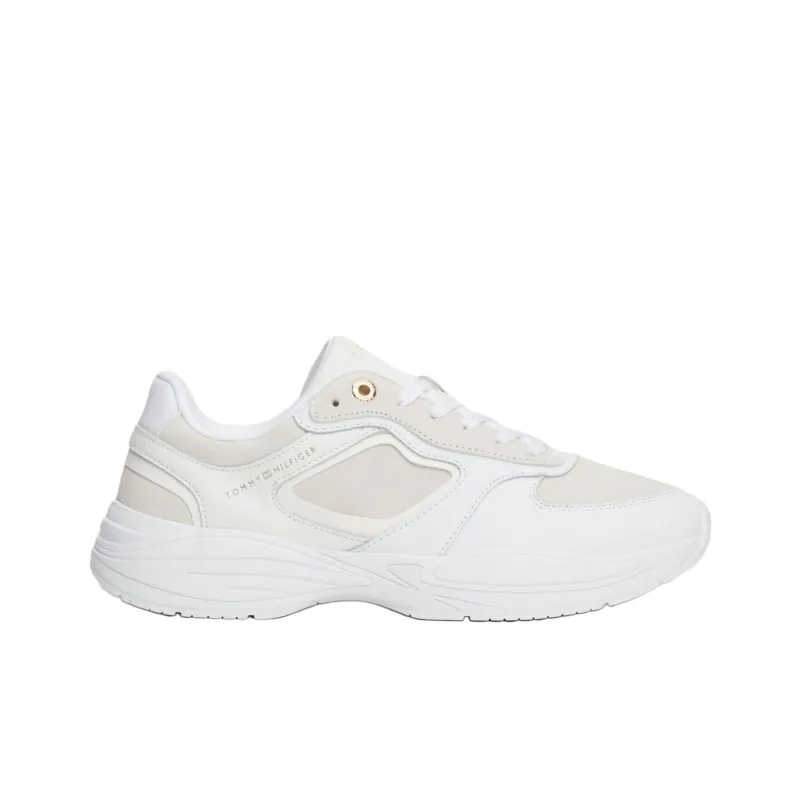 Tommy Hilfiger Trainers Abrasion Resistant Breathable Low Top Casual Running Shoes Women's White Umber-1