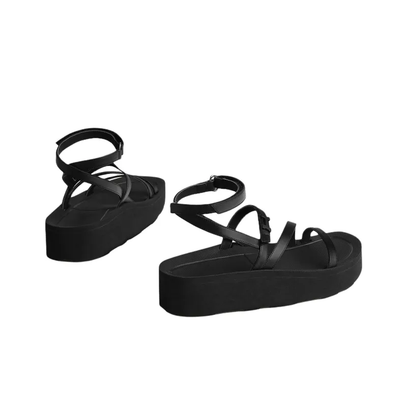 HERMES Liberte One Strap Sandals Women's Black-3