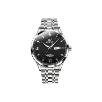 OLEVS Automatic Mechanical Movement Stainless Steel Watchband Watch Men's Watches Black Dial