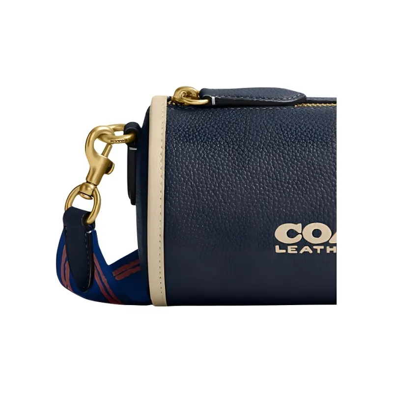 COACH Barrel Pebbled Leather Cylinder Bag, Crossbody Bag, Shoulder Bag Women's Marine Blue-2