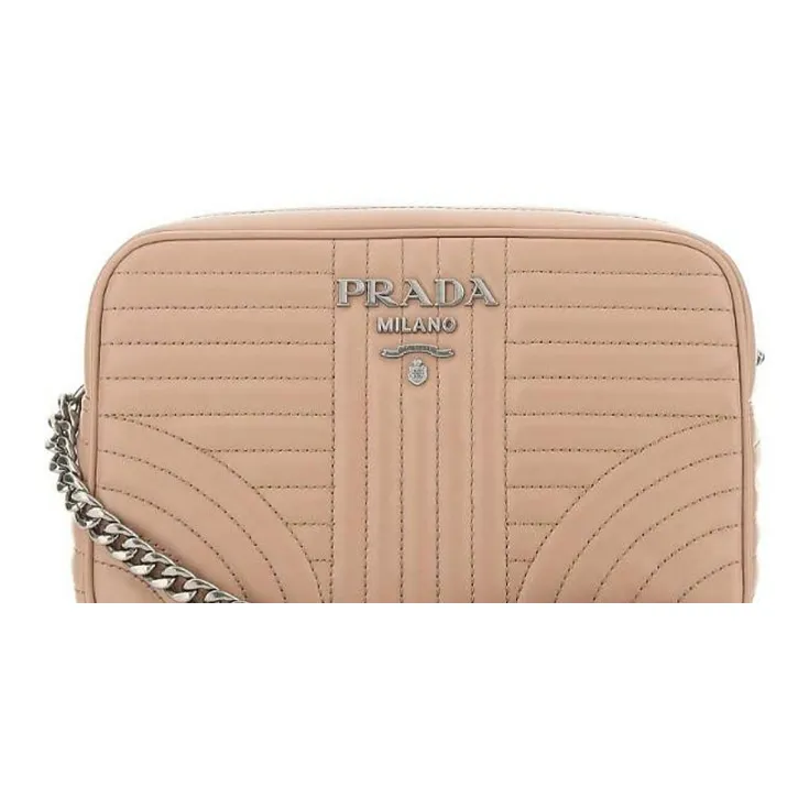 PRADA Diagramme Leather Crossbody Bag, Shoulder Bag Unisex Pink-3
