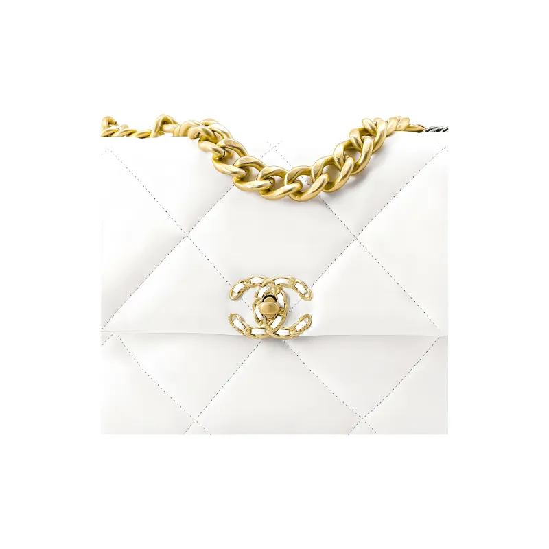CHANEL 19Bag Goatskin Portable Crossbody Bag, Shoulder Bag Women's White-4