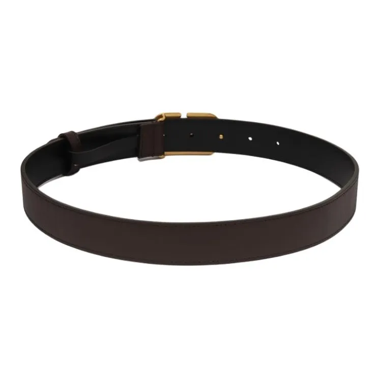 Valentino Metal Leather Belts Women's Brown Width 3CM-1
