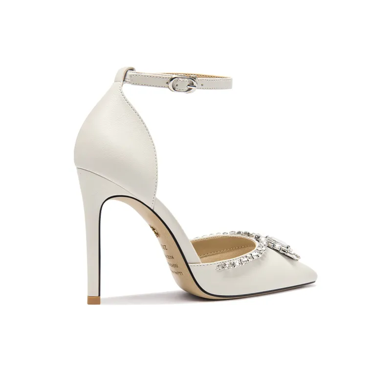 Lily Wei Floating Light Solid Color Slim Heel High Heels Women's Ecru-1