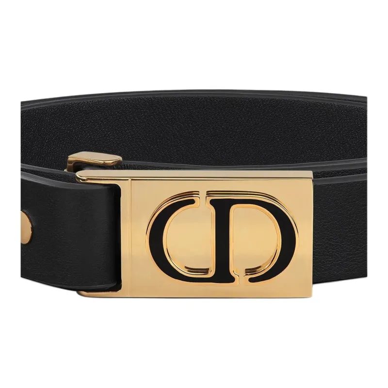 DIOR Calfskin Leather Belts Unisex Black 2 Cm-1