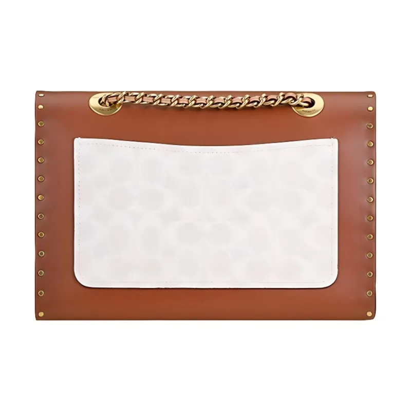 COACH Parker Canvas Crossbody Bags Medium Size Women's Caramel & White Monogram-1