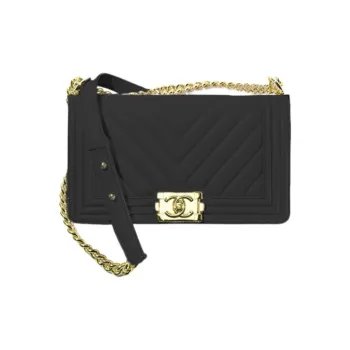 CHANEL Leboy Smooth Calf Leather Flap Bag, One Shoulder Handbag, Crossbody Bag Medium Size Women's Black