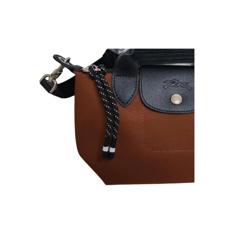 LONGCHAMP Recycled Canvas Dumpling Bag, Shoulder Bag, Crossbody Bag, Handbag Mini Women's Chocolate-2