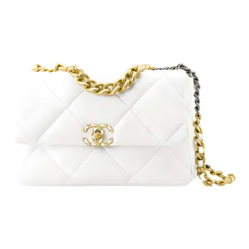 CHANEL 19Bag Goatskin Portable Crossbody Bag, Shoulder Bag Women's White