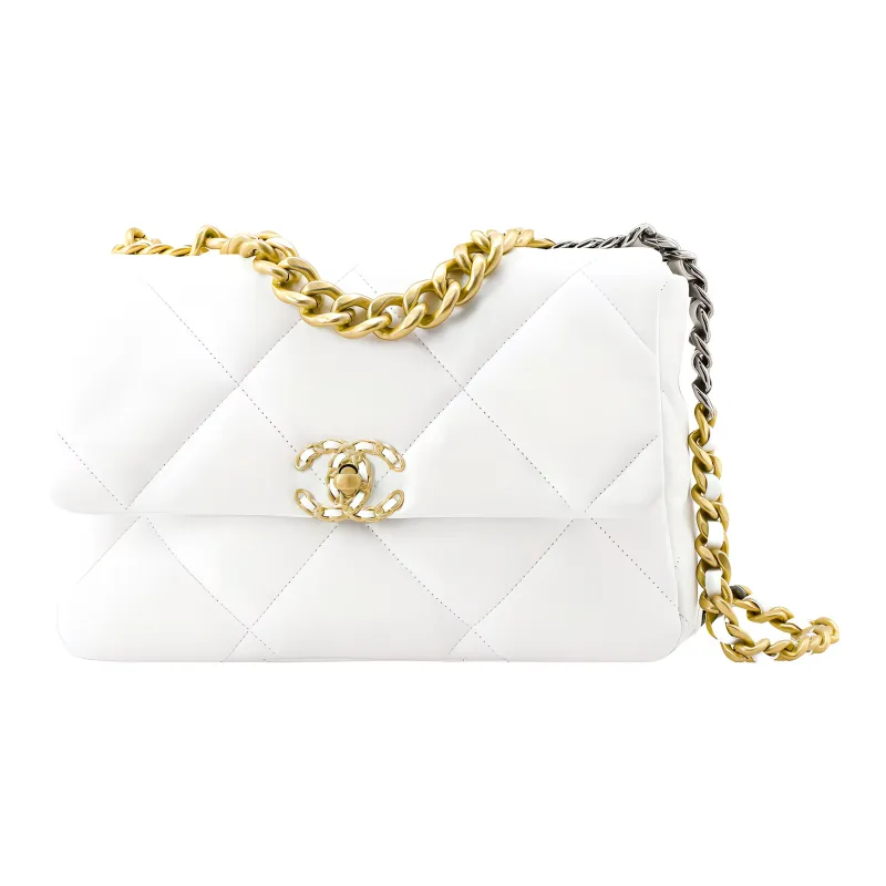 CHANEL 19Bag Goatskin Portable Crossbody Bag, Shoulder Bag Women's White-0