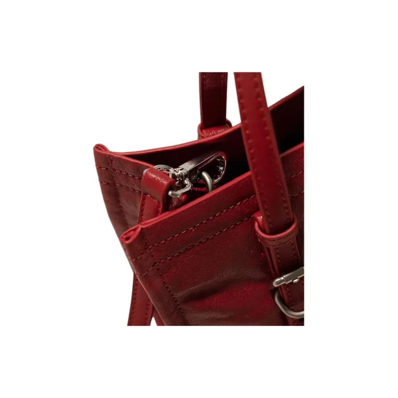 GXFMOD Cow Leather Tote Handbag Women's Red-4