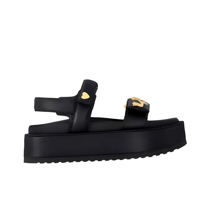 LOUIS VUITTON Sunset Comfort One Strap Sandals 2.5cm Women's Black-1