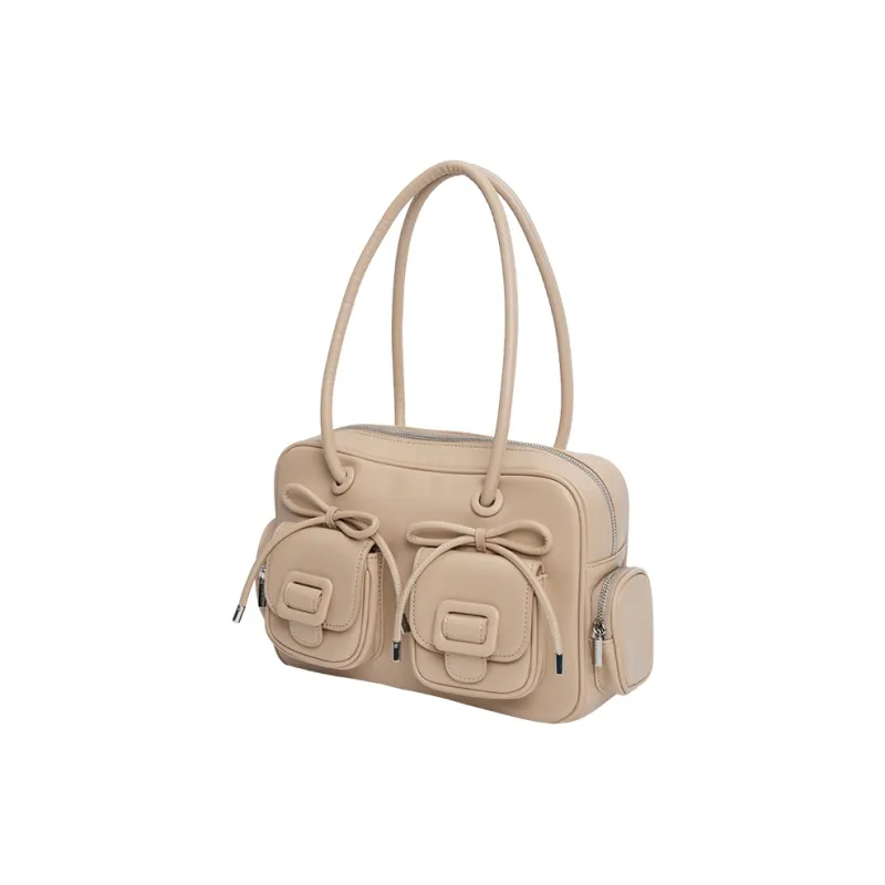 MERIMIES PU Bowling Bag, Shoulder Bag, Handbag Tubas Women's Milk Tea Brown-1
