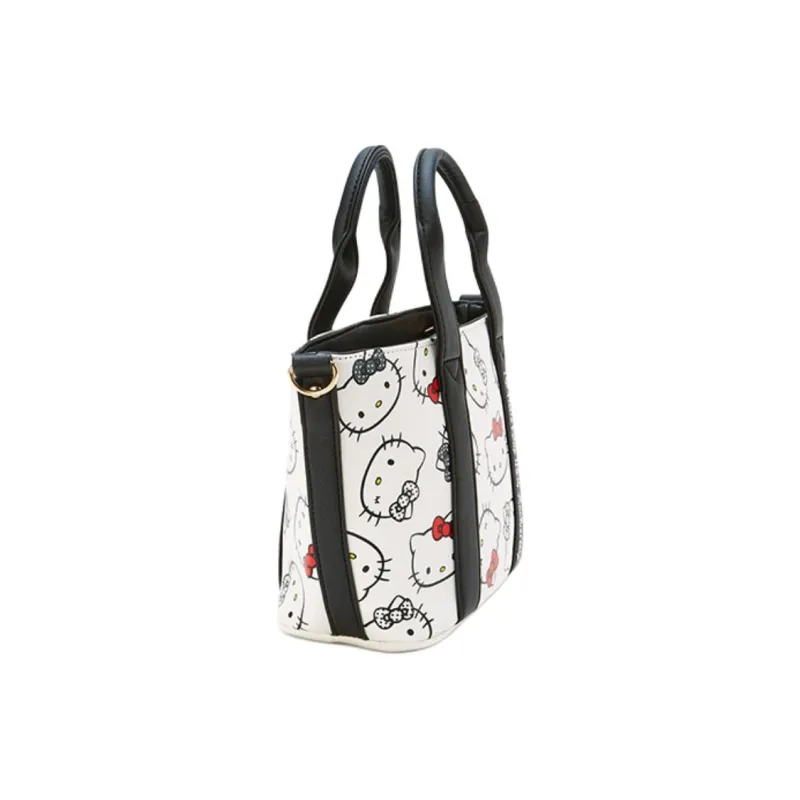 Sanrio PU Leather Tote Bag, Shopping Bag, Shoulder Bag, Handbag Women's Black White-1