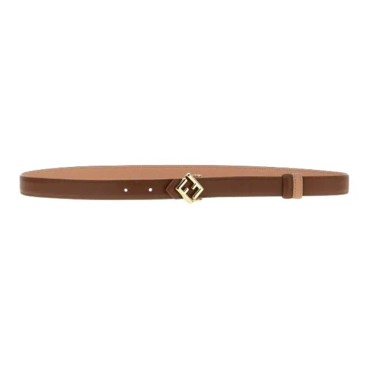 FENDI Calfskin, Leather, Metal Leather Belts Women's Brown 2CM-0