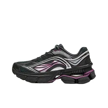 LiNing Cushioning Slip Resistant Low Top Running Shoes Women's Black Purple